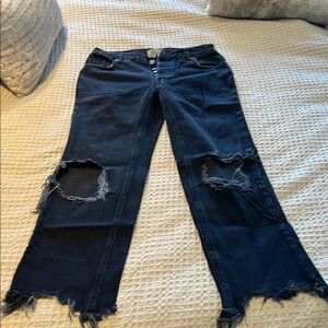 Women's Distressed Black Jeans